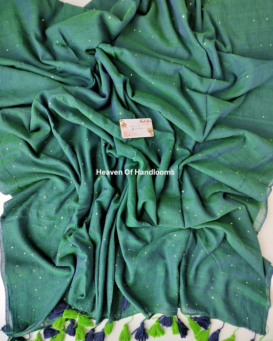 Contemporary Saree - Peacock Green Jonaki