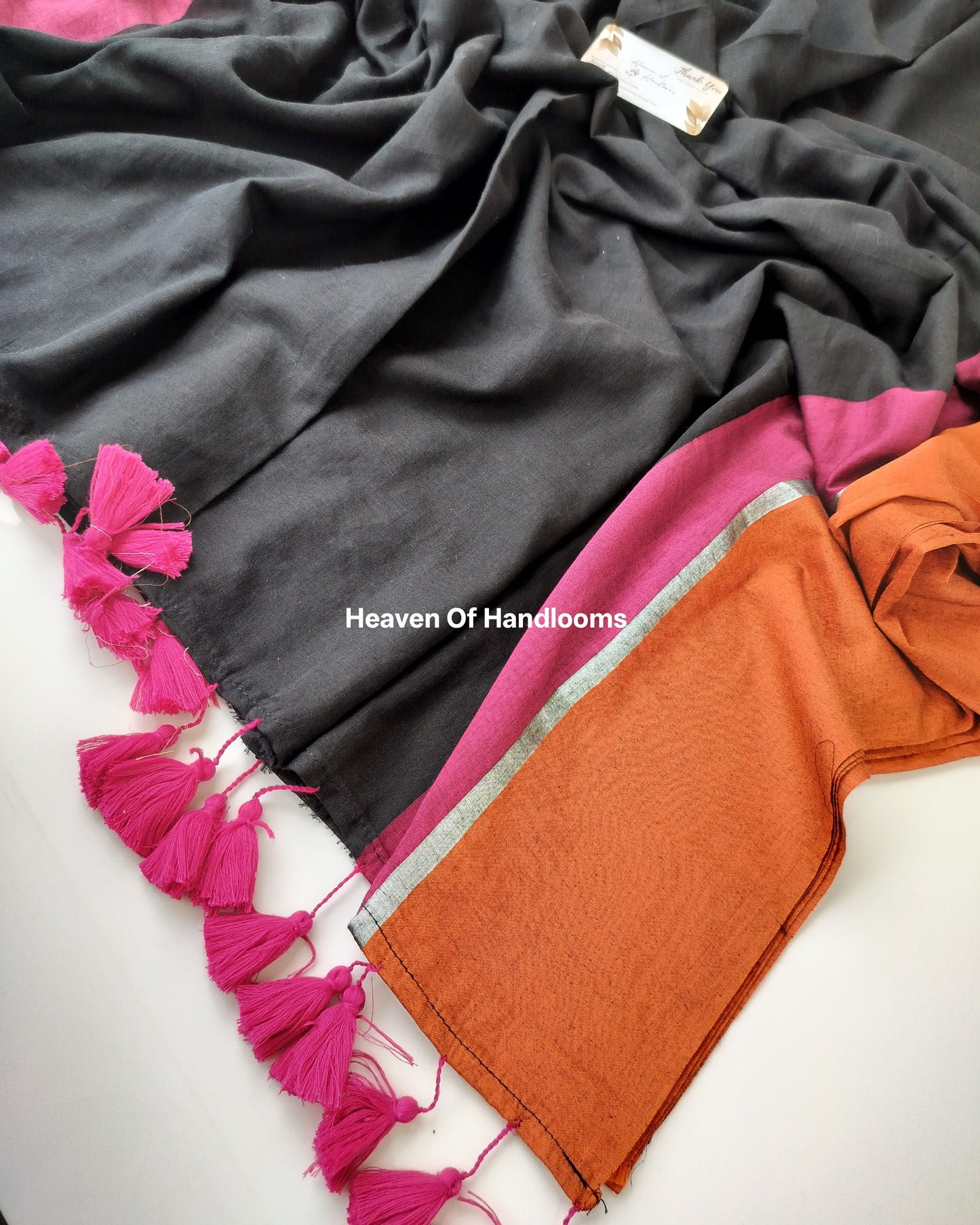 Festive Saree - Black Sliver Sandal Border
