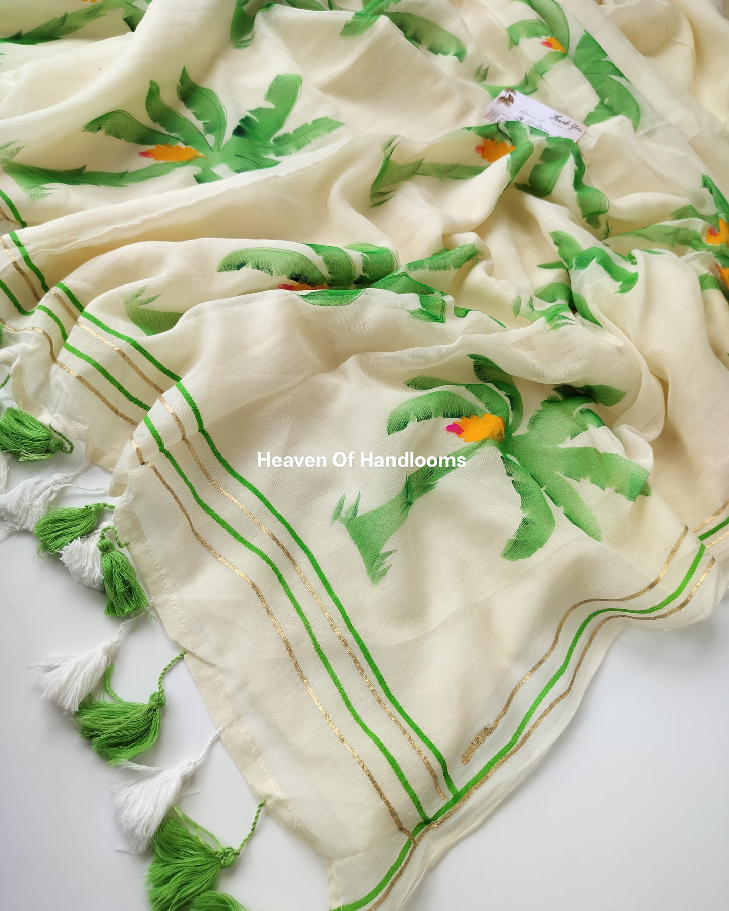 Onam-Vishu Saree - Beige with Banana Tree