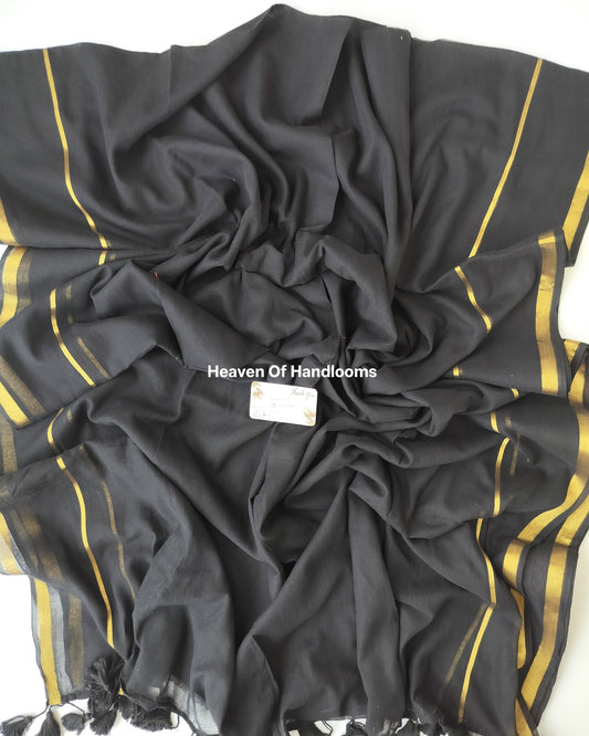 Festive Saree - Black with Golden Stripe