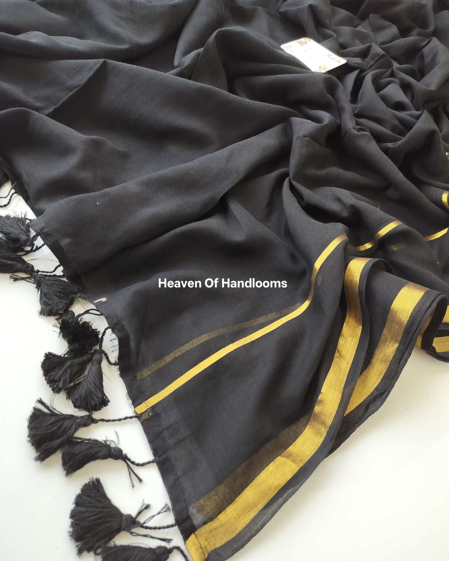Festive Saree - Black with Golden Stripe