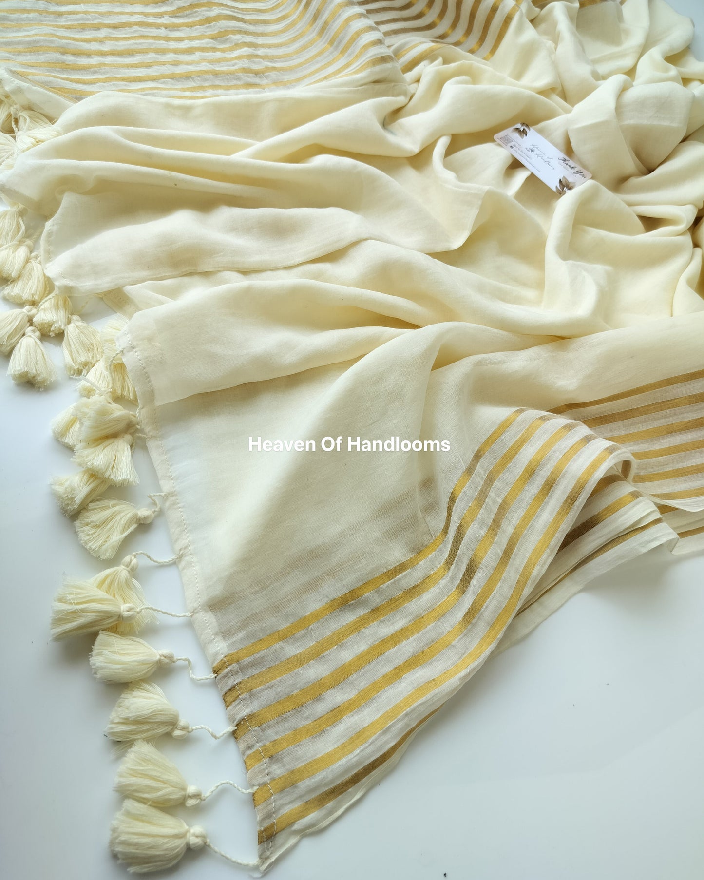 Onam-Vishu Saree - Off White with Golden Lines