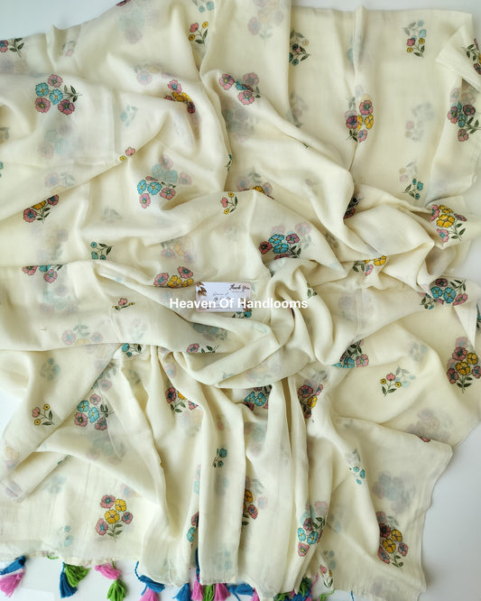 Printed Saree - Multi Color Flower