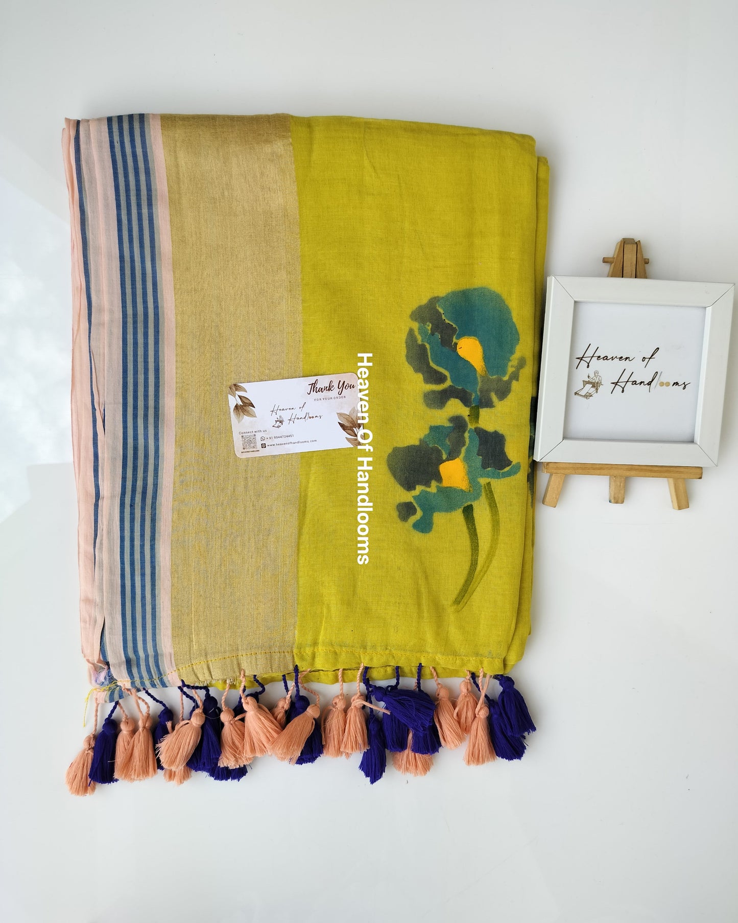 Printed Saree - Flower with Stripe