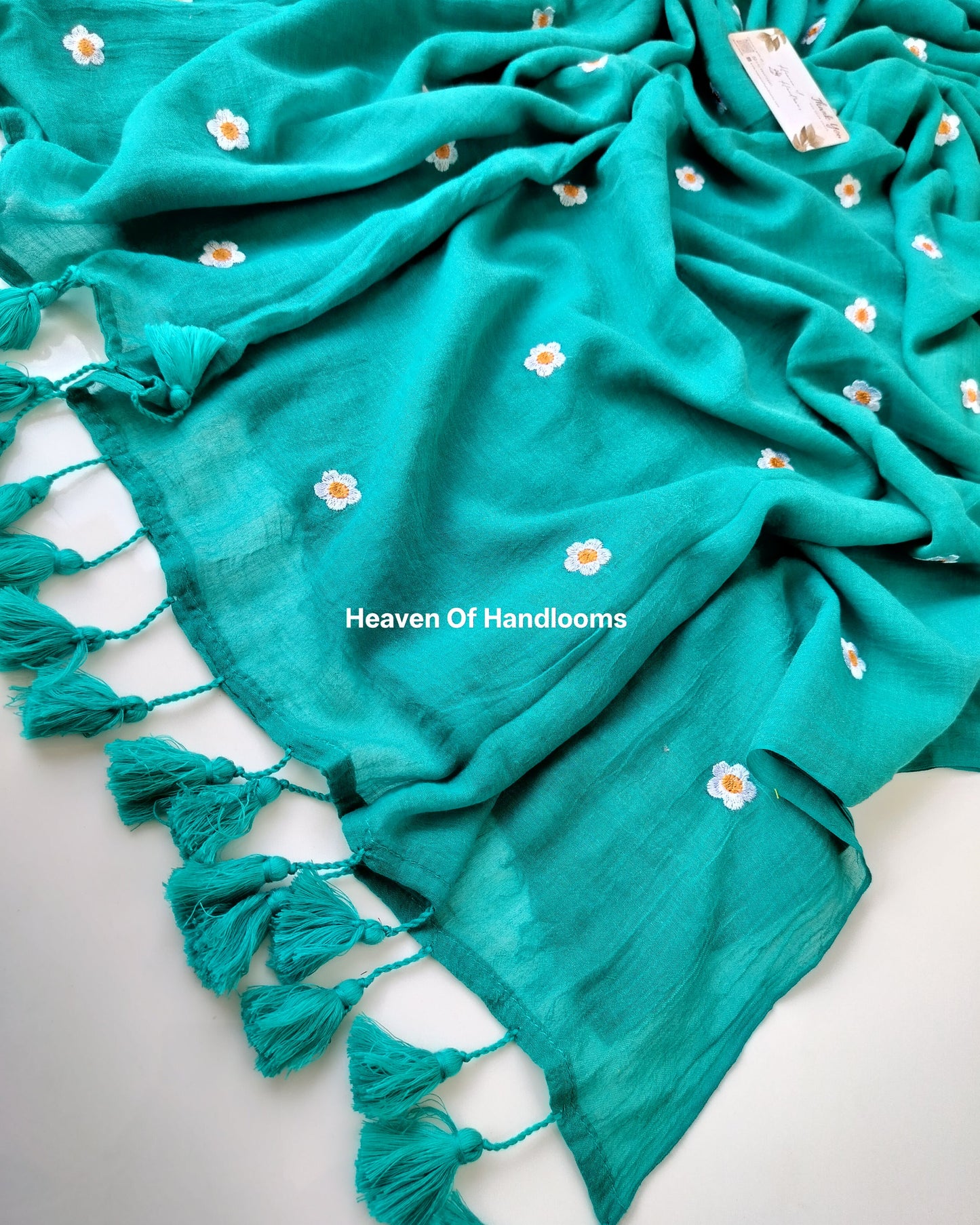 Embroidery Saree - Sea Green Blossom
