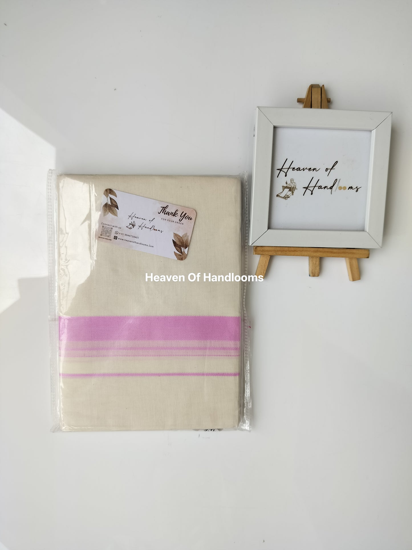 Onam vishu dhoti- cream with light pink Line