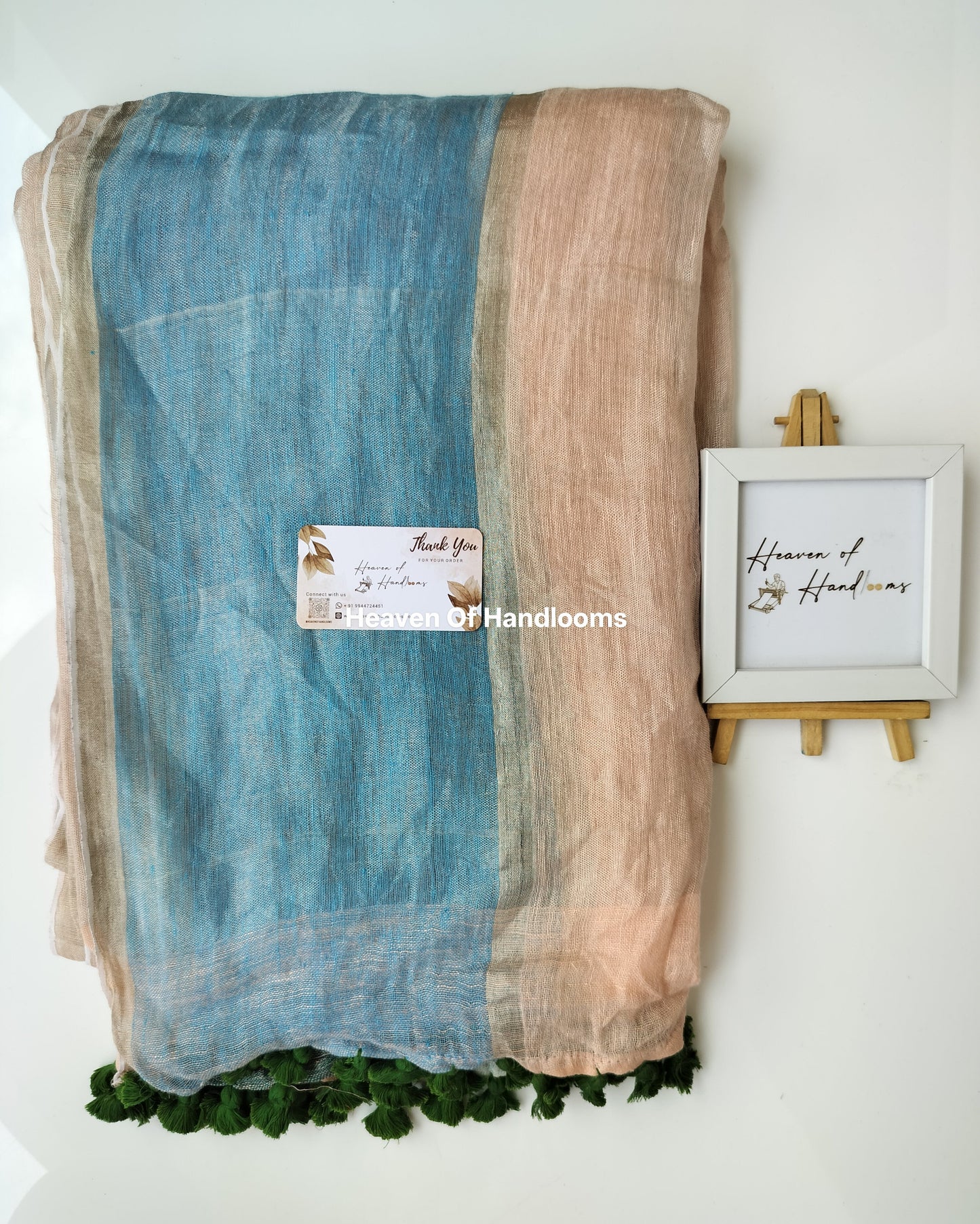 Linen by Linen - Pastel Stripe with Olive Tassels