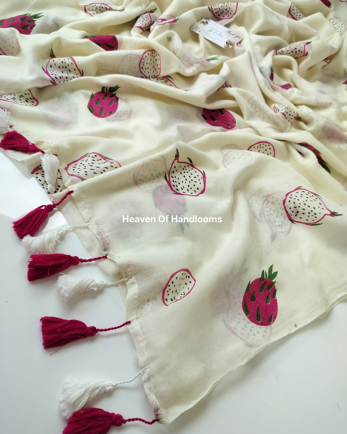Printed Saree - Dragon Fruit