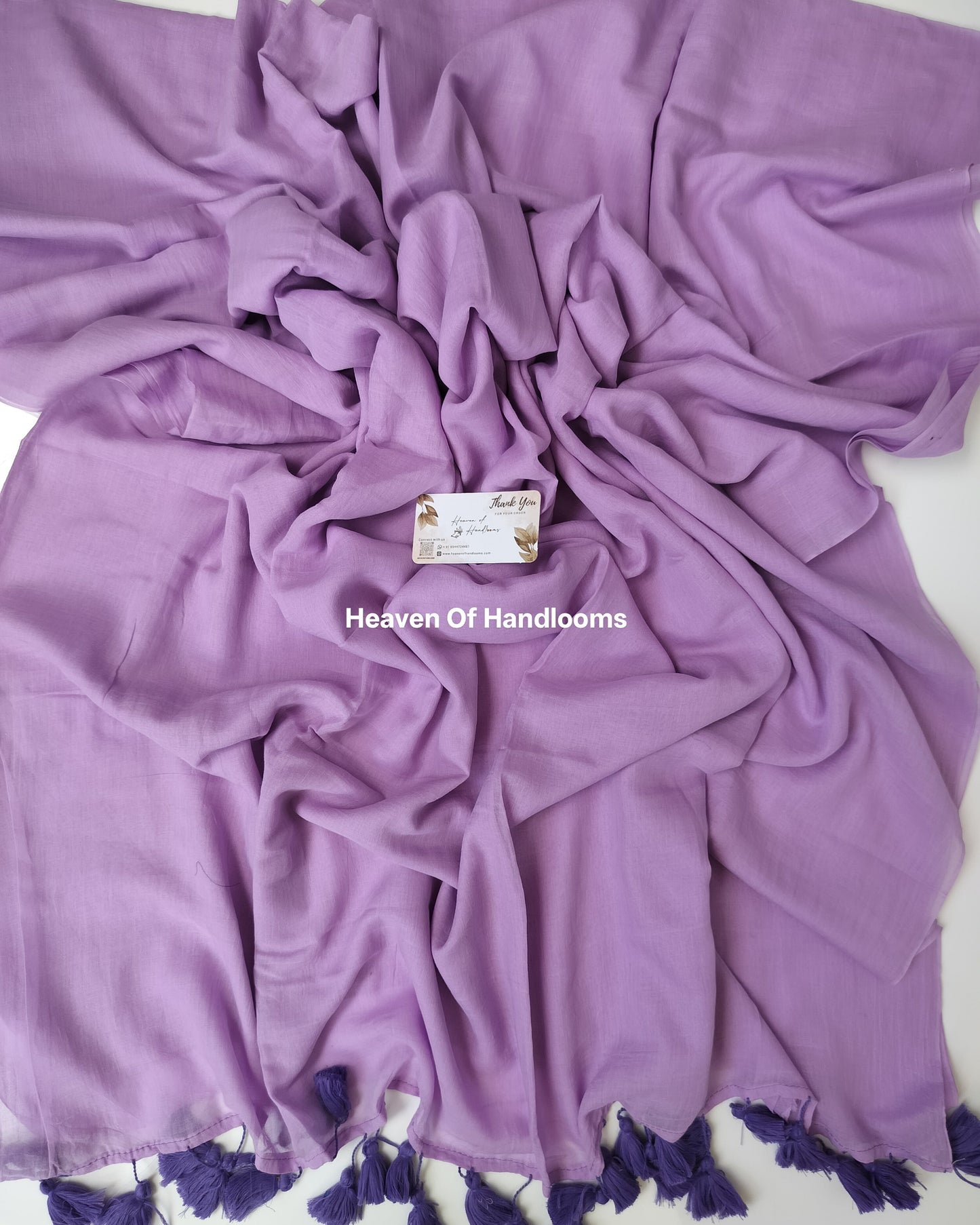 Plain Mul Saree - Lavender
