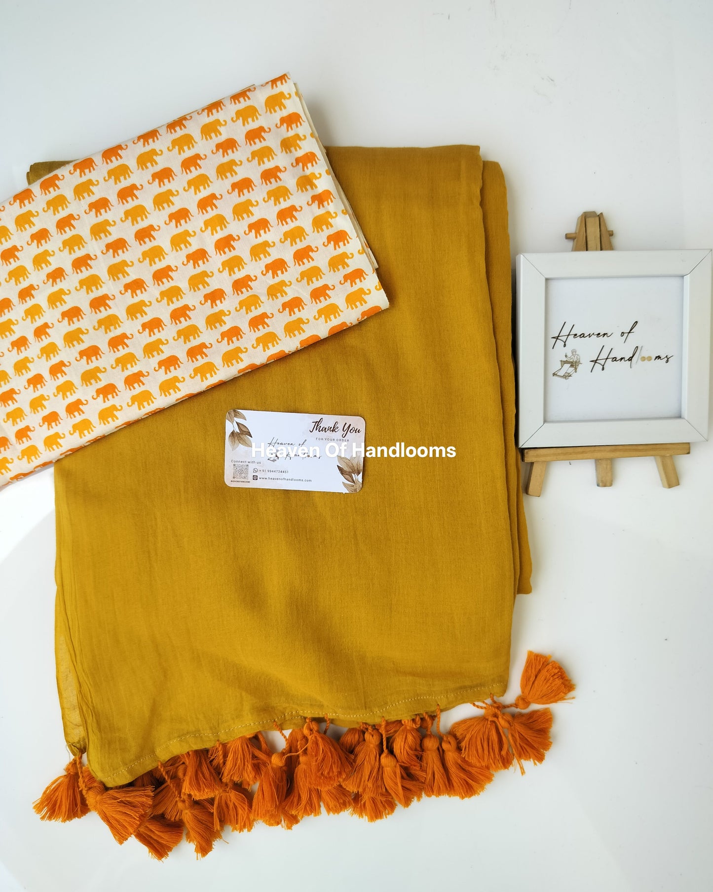 Saree with Blouse Material -Mustard Yellow with Blouse Material