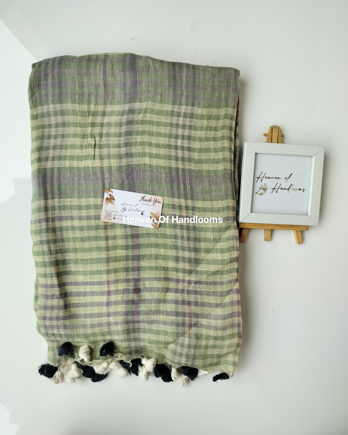 Linen by Linen - Grey and Muted Green Check