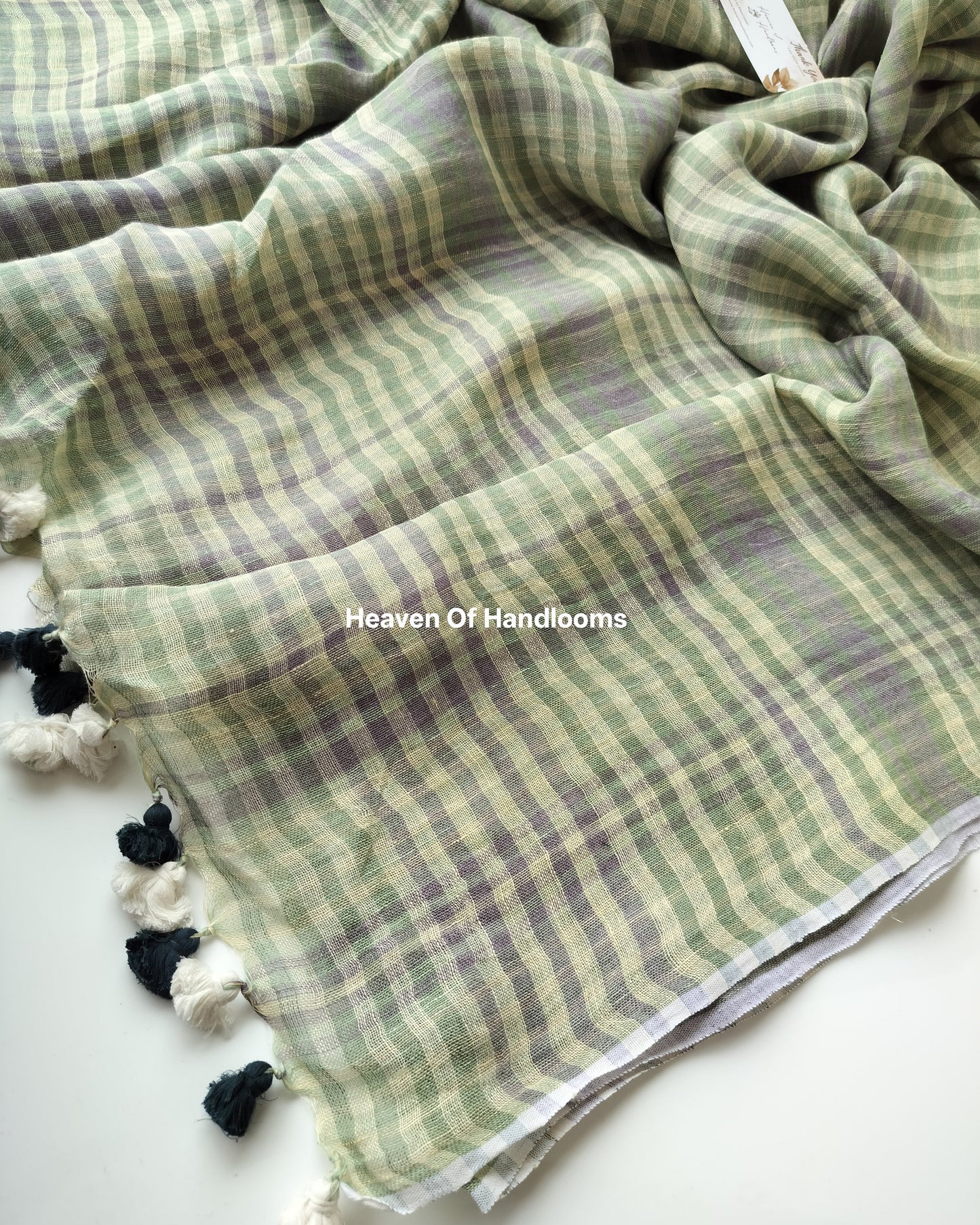 Linen by Linen - Grey and Muted Green Check