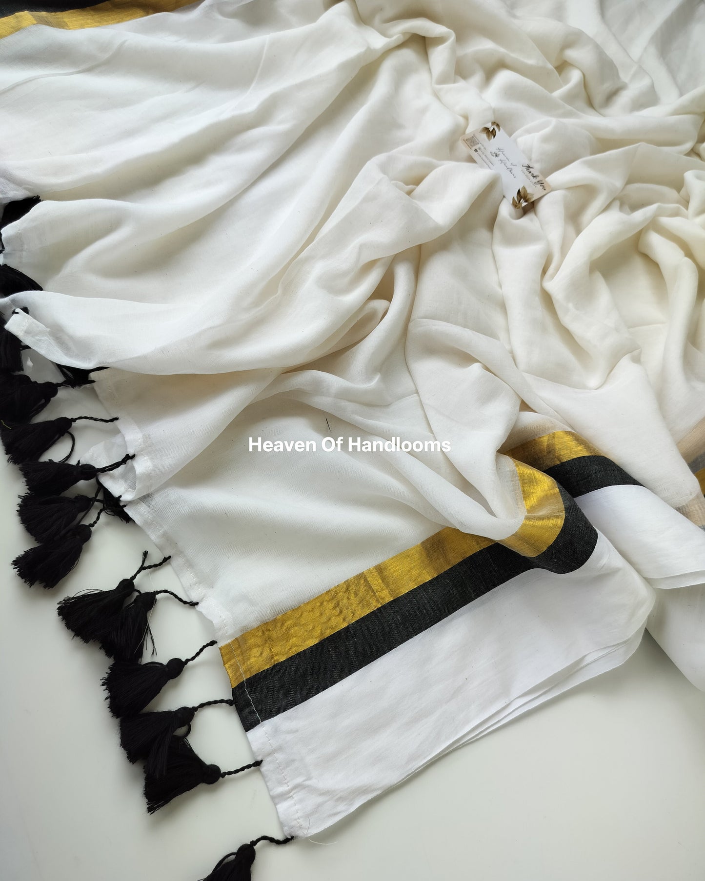 Onam-Vishu Saree - Black and Golden Zari Border