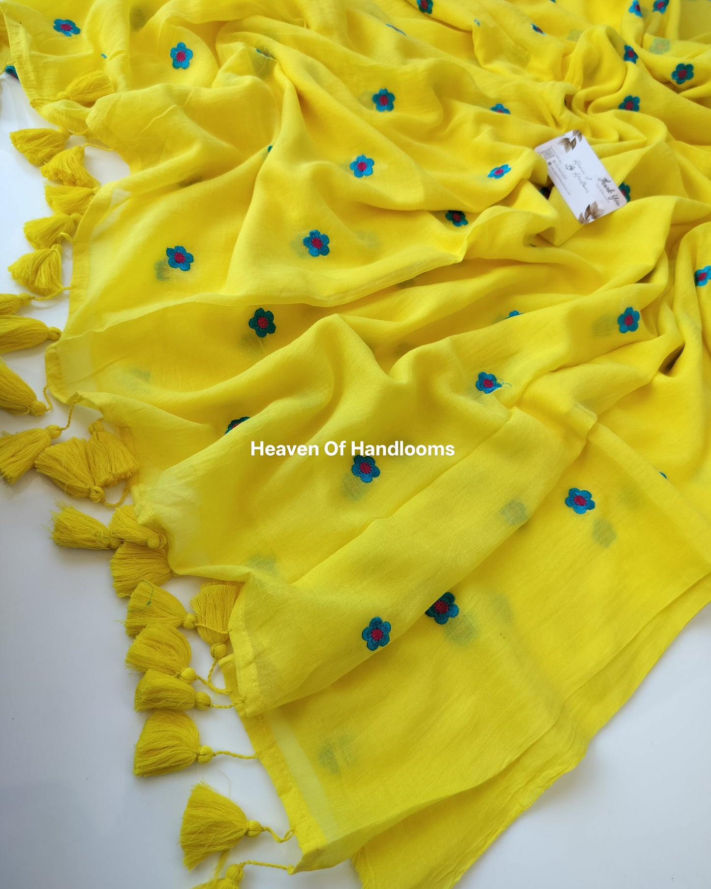 Embroidery Saree - Yellow Blossom