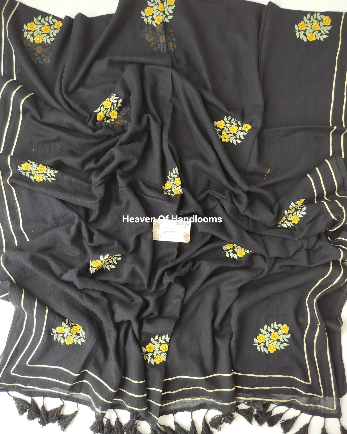 Festive Saree - Designer Black Floral