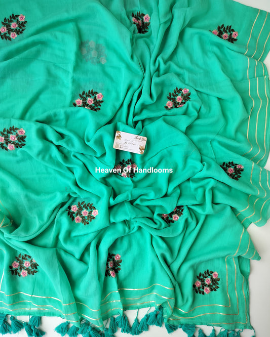 Festive Saree - Designer Teal Floral