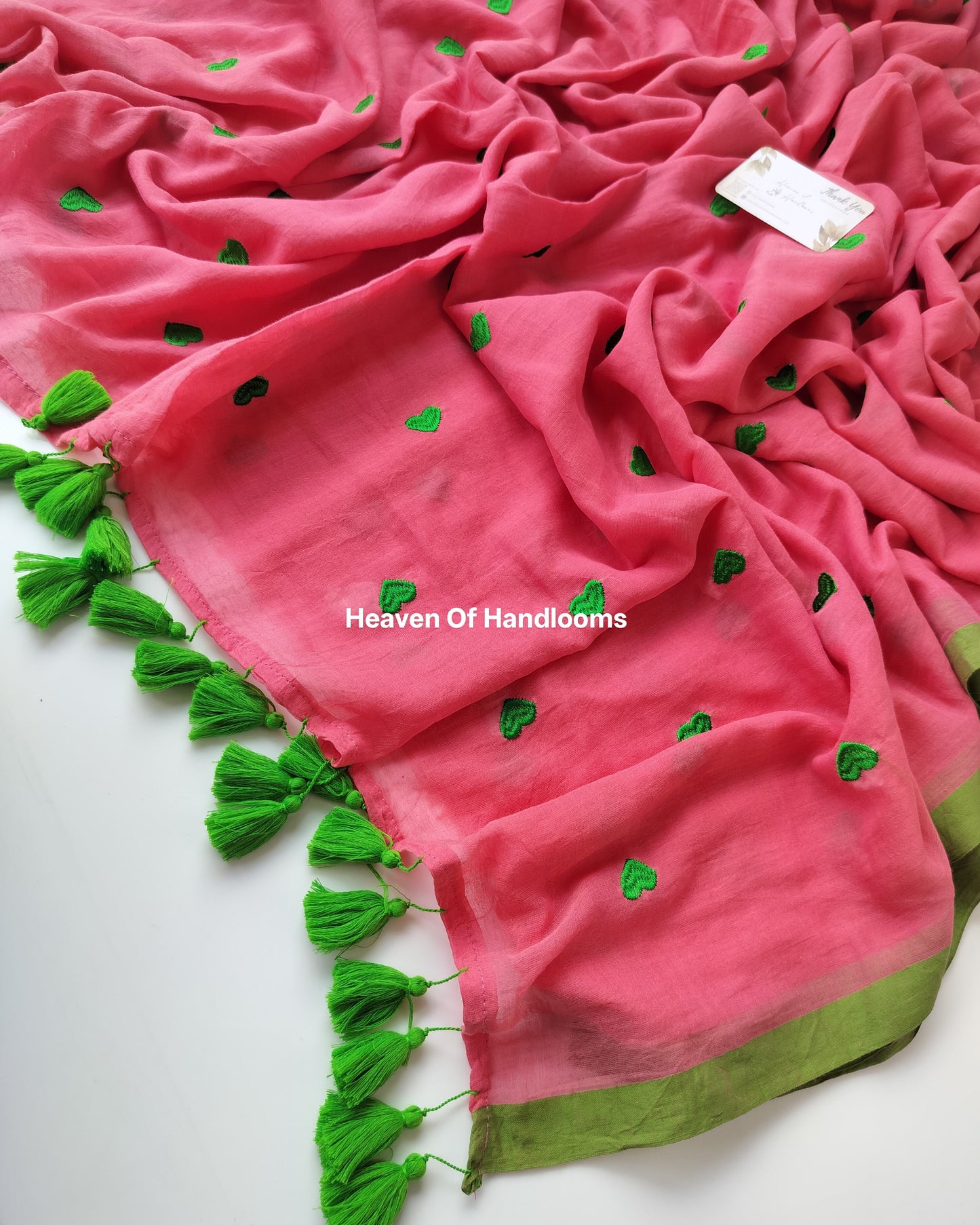 Embroidery Saree - Raspberry Heart