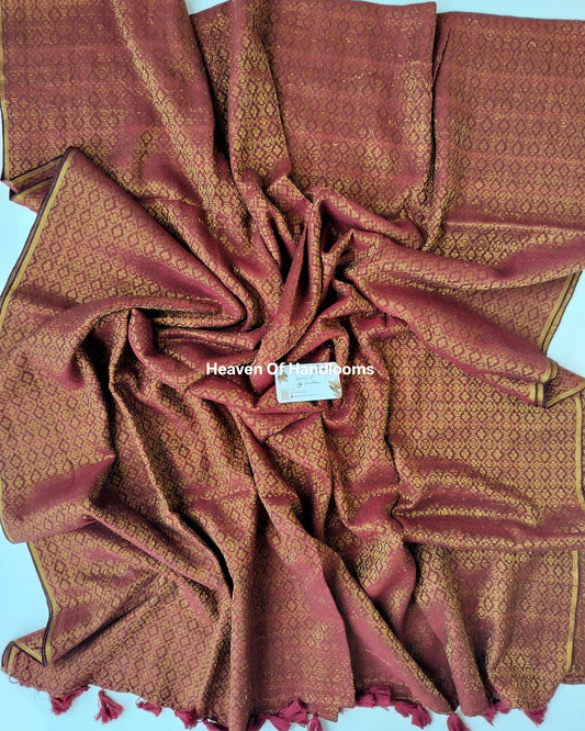 Festive Saree - Vintage Maroon Jacquard Zari