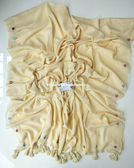 Festive Saree - Cream Gini Embroidery
