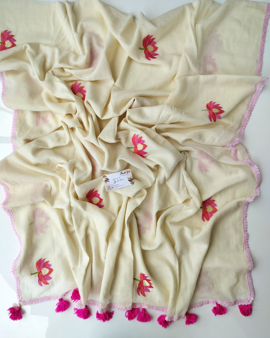Embroidery Saree - Lotus Pink Lace