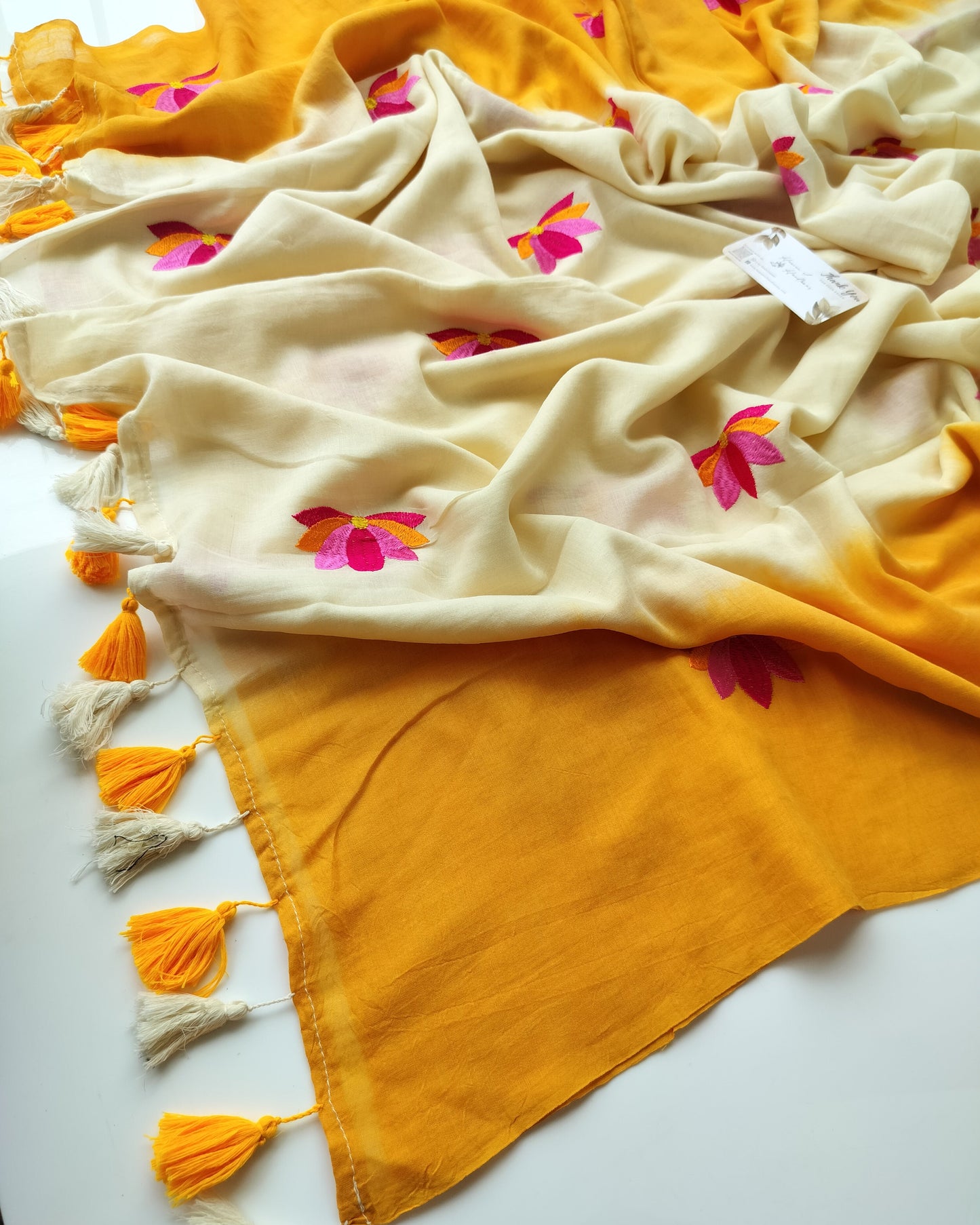 Embroidery Saree - Tie & Dye Lotus
