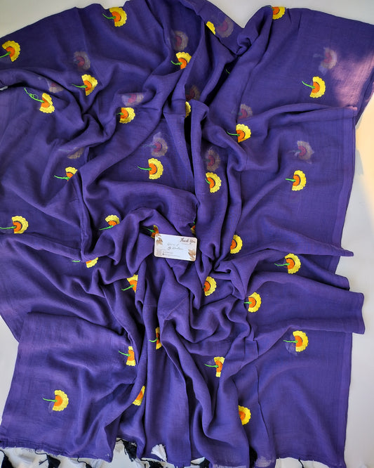 Embroidery Saree - Violet