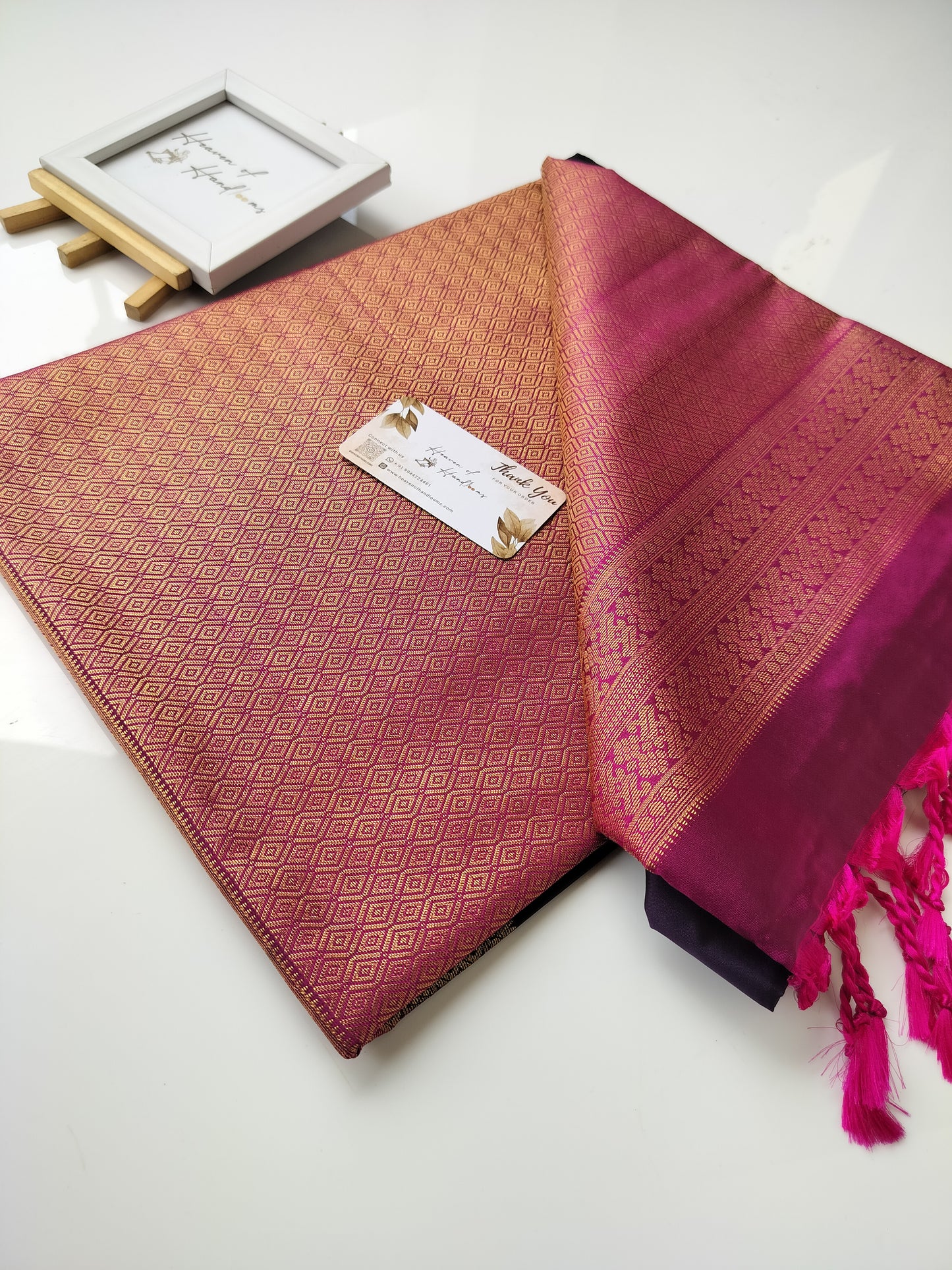 Vegan Silk Saree - Plum leaf