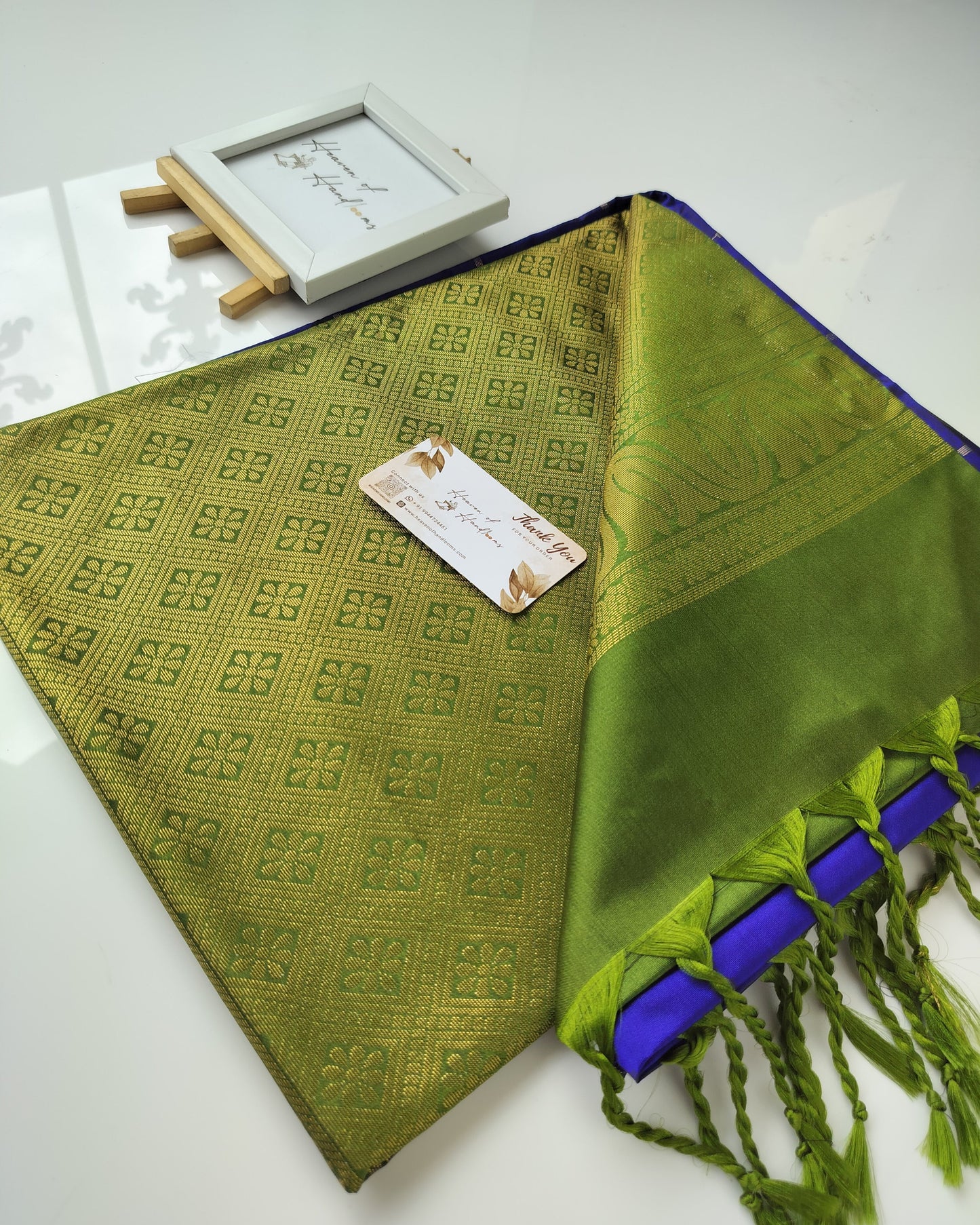 Vegan Silk Saree - Royal Blue RettaPet Border