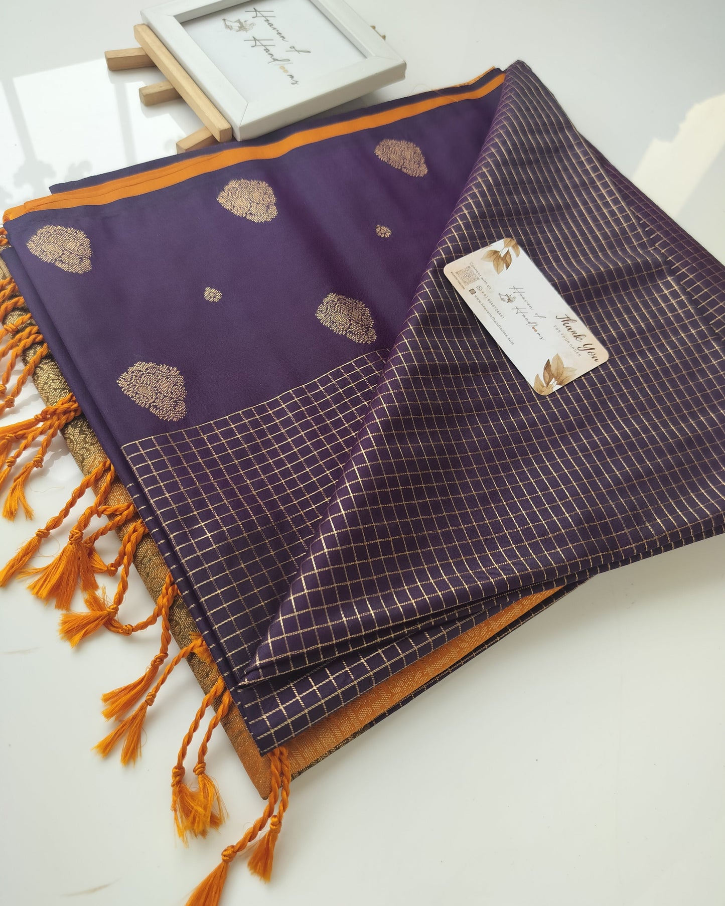 Vegan Silk Saree - Deep Plum Podi Kattam