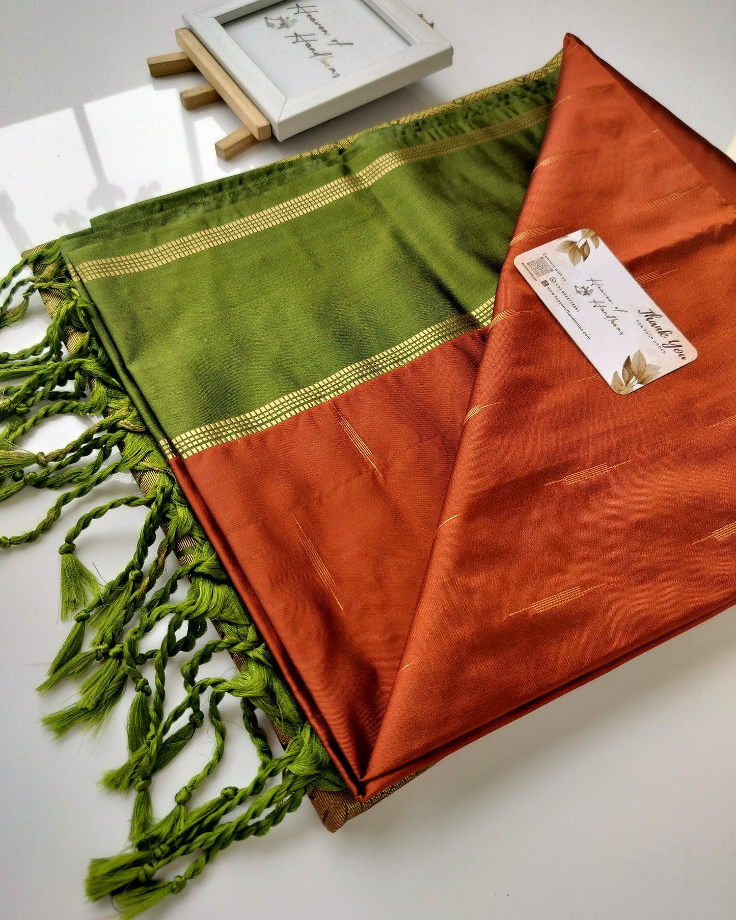 Vegan Silk Saree - Terracotta Ikkat