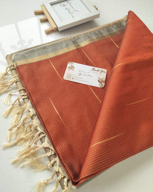Vegan Silk Saree - Coffee Brown