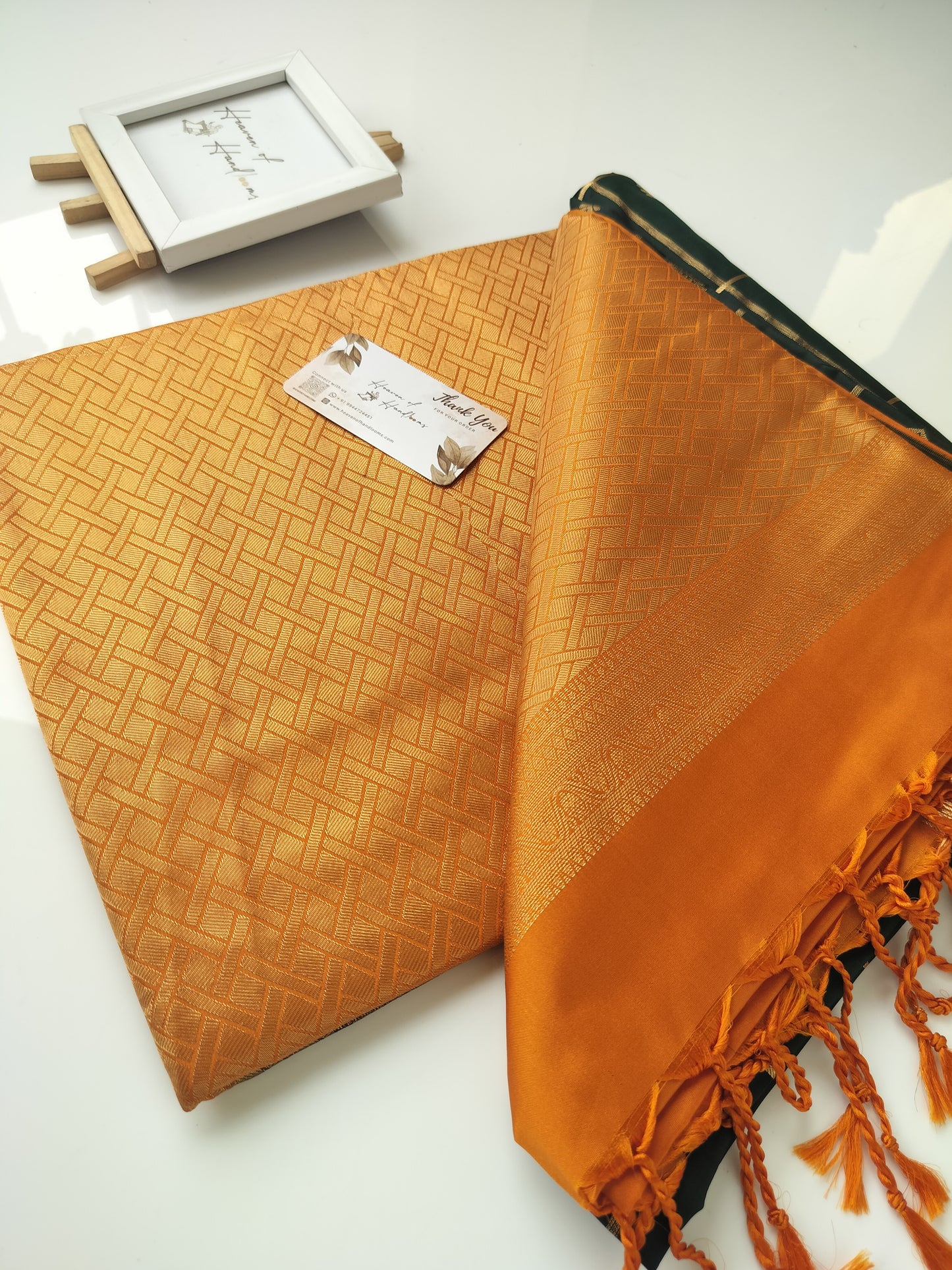 Vegan Silk Saree - Mango Check