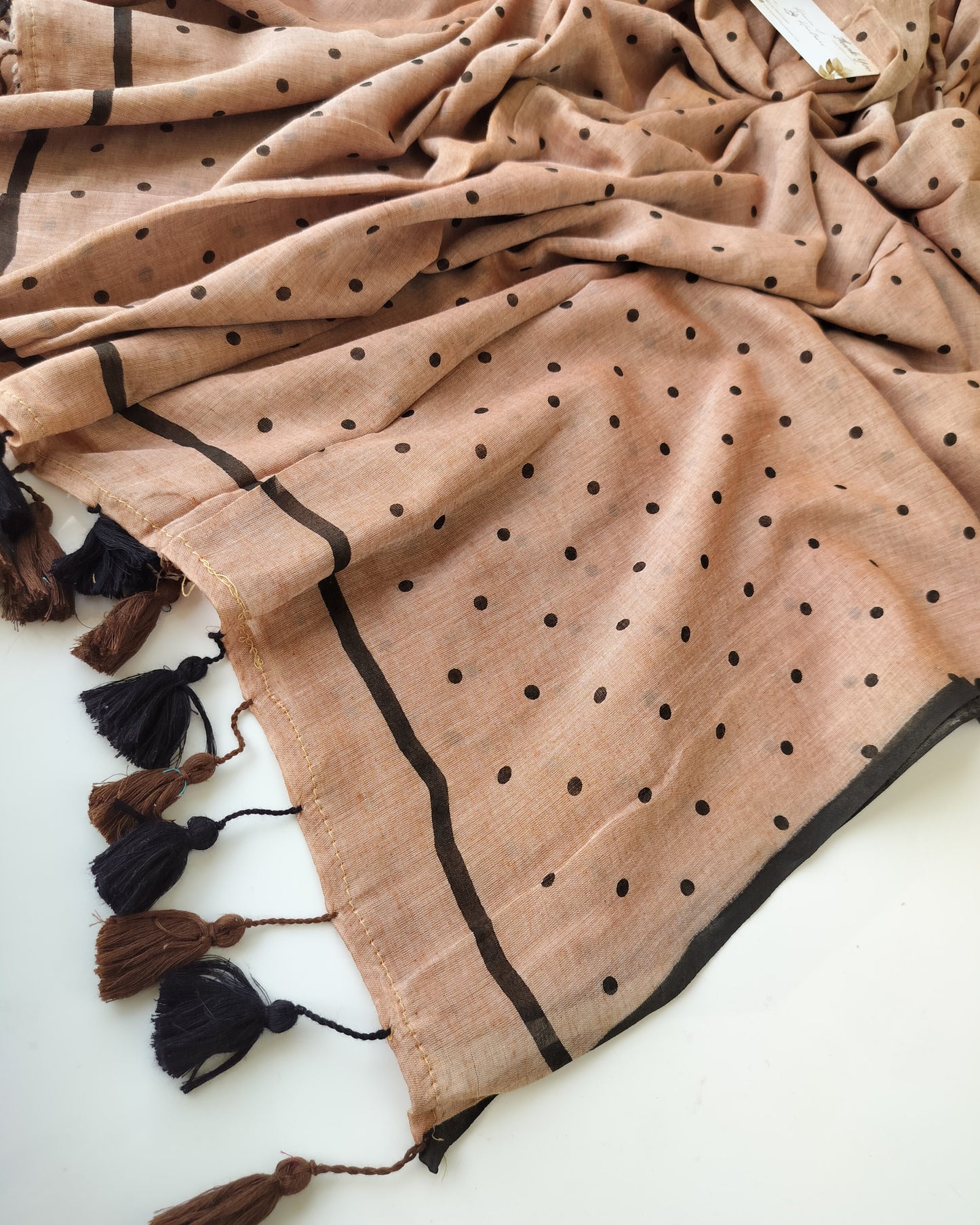 Printed Saree - Cinnamon Polka Dot