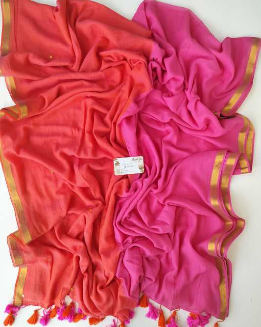 Festive Saree - Fiery Rose Gini