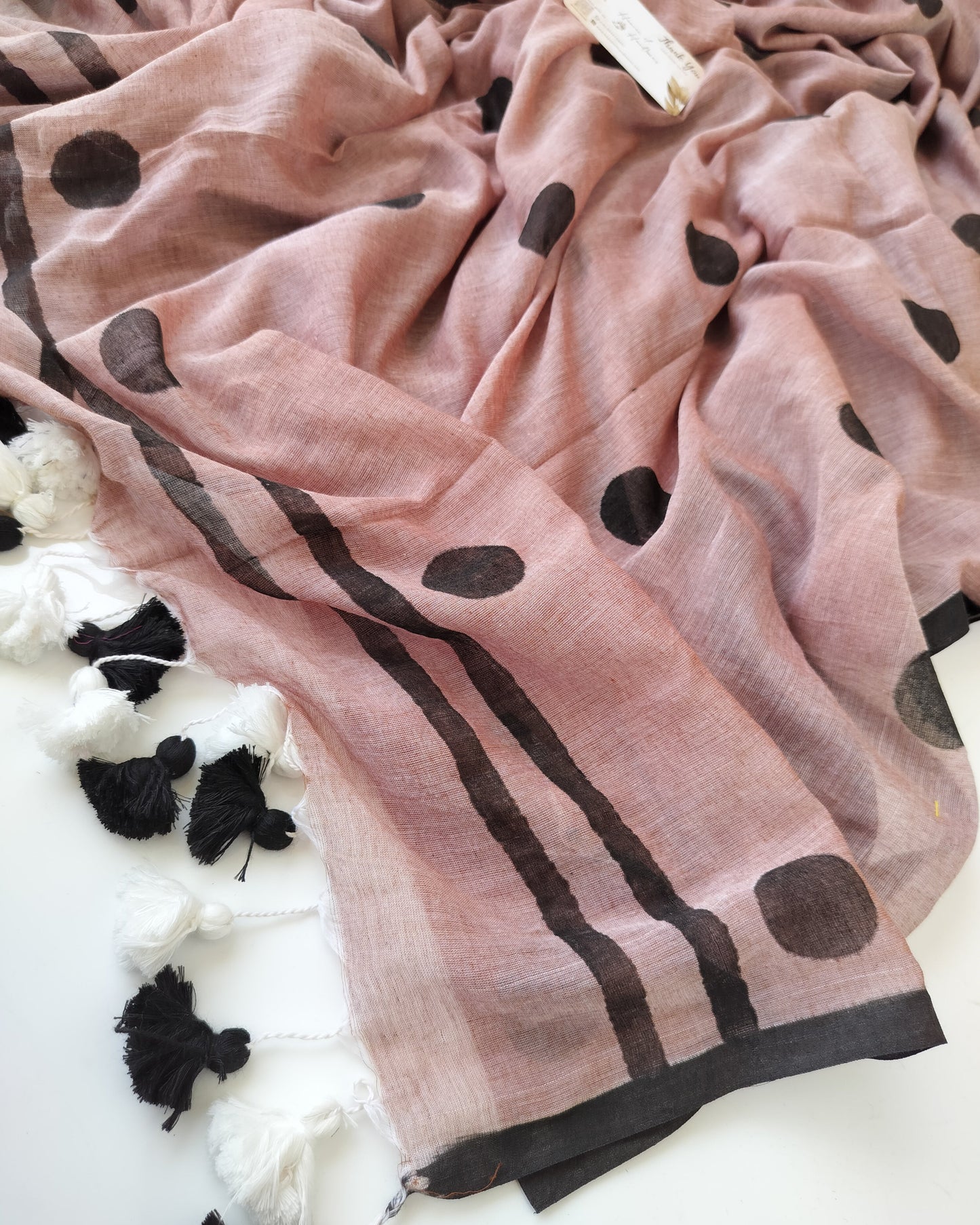 Printed Saree - Large Cinnamon Polka Dot