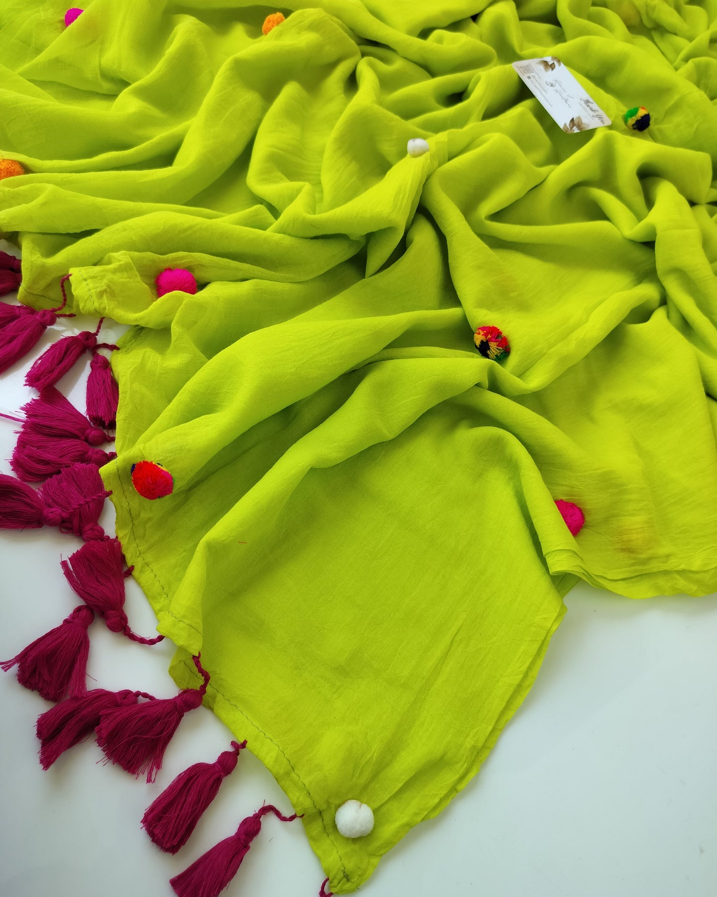 Festive Saree - Neon Pom Pom