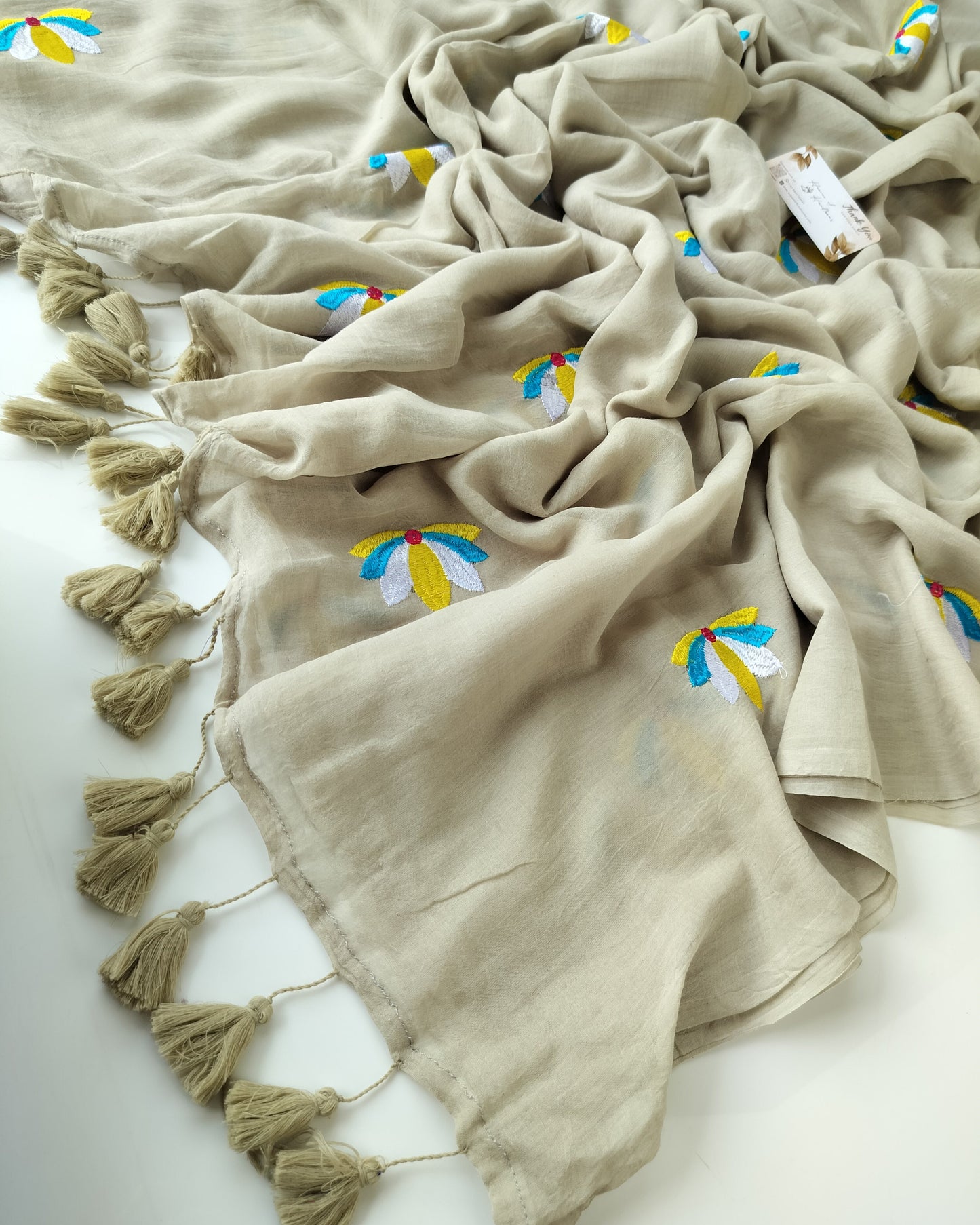 Festive Saree - Grey Lotus