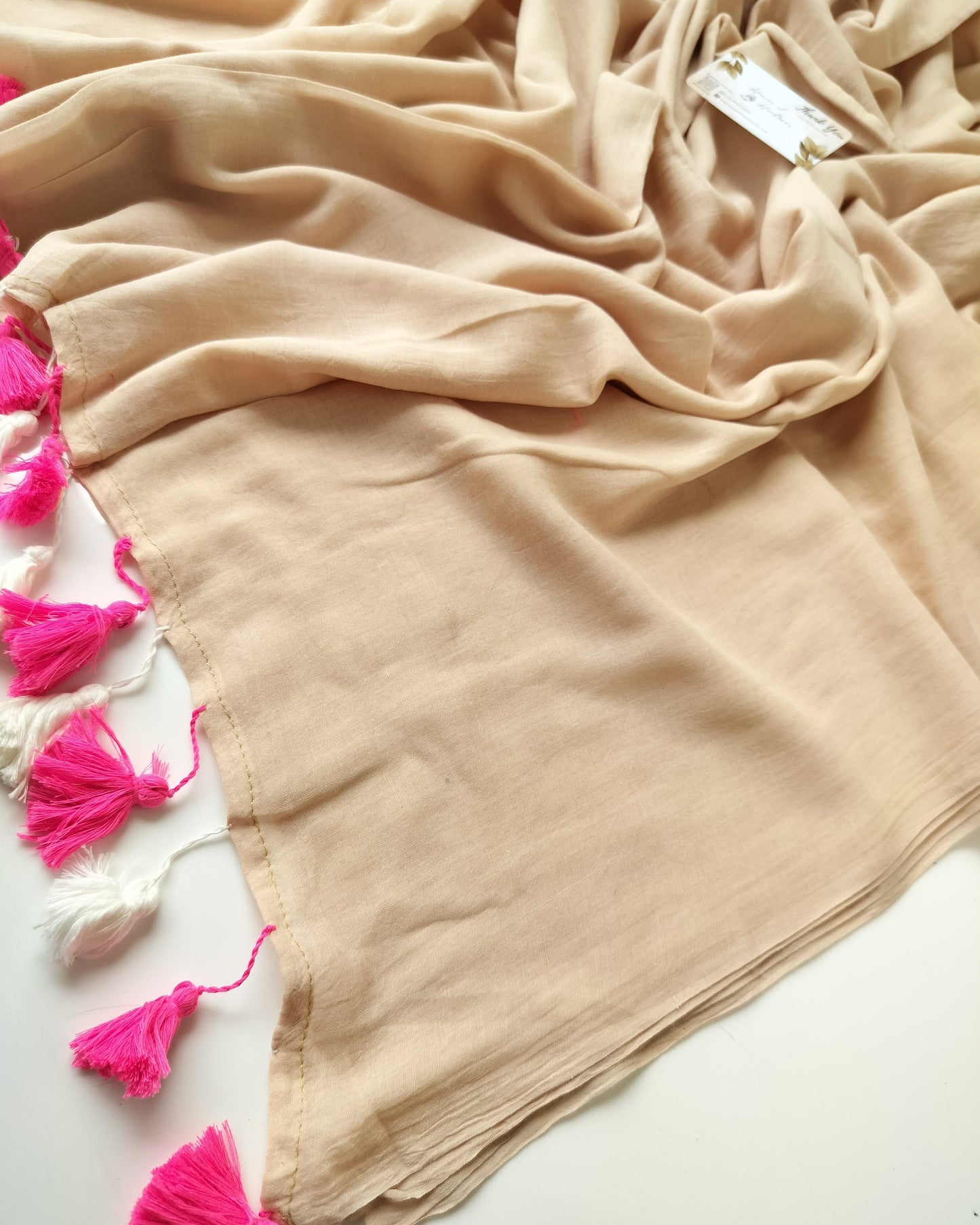 Plain Mul Saree - Pale Pink
