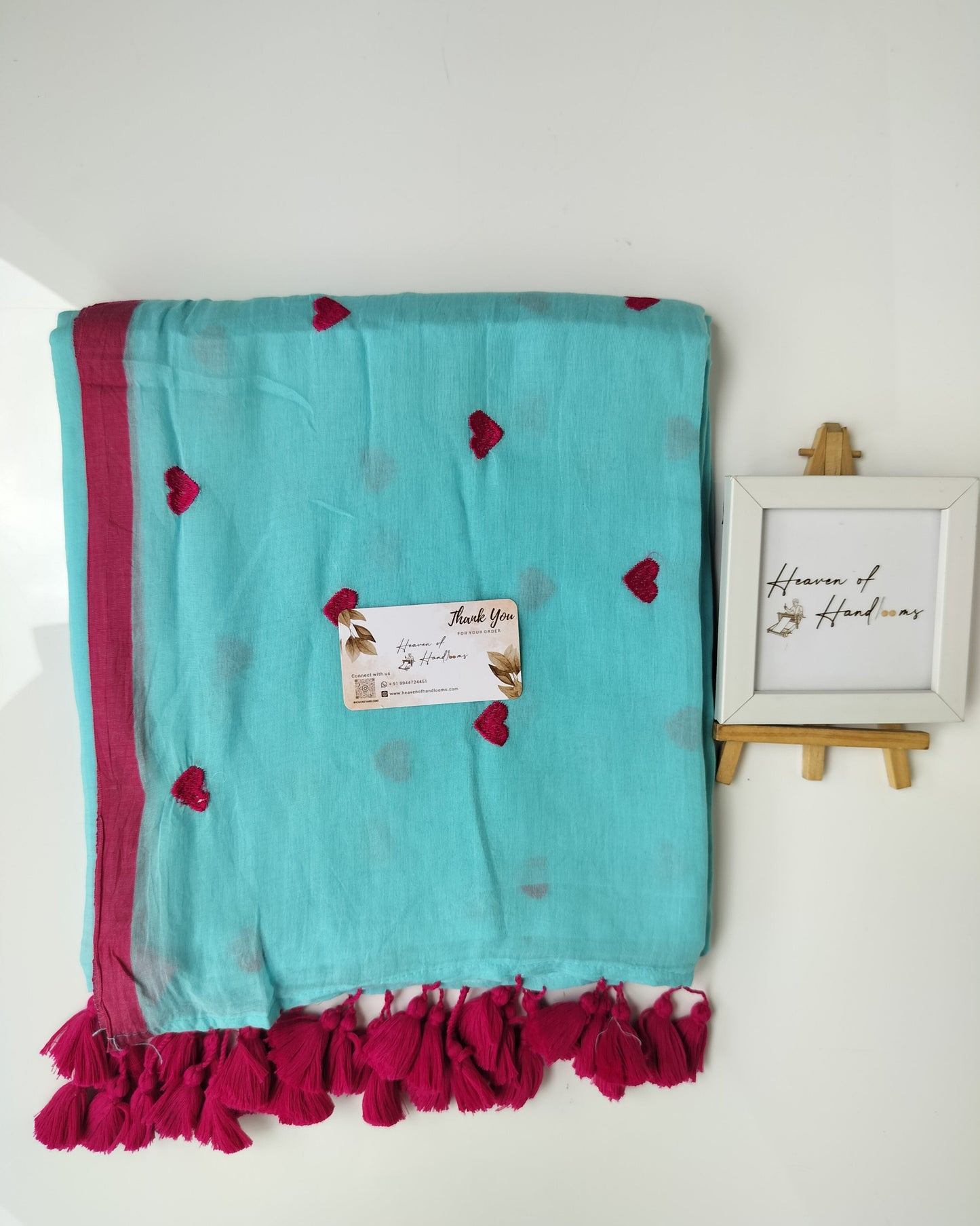 Embroidery Saree - Sky Heart