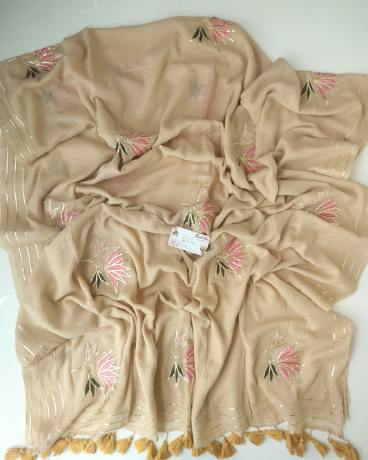 Festive Saree - Designer Lotus Cream