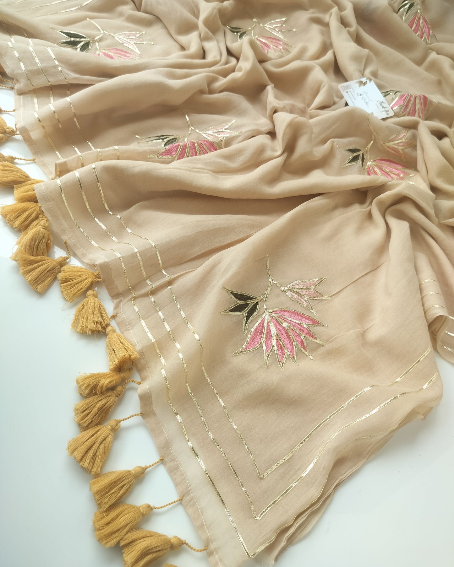 Festive Saree - Designer Lotus Cream