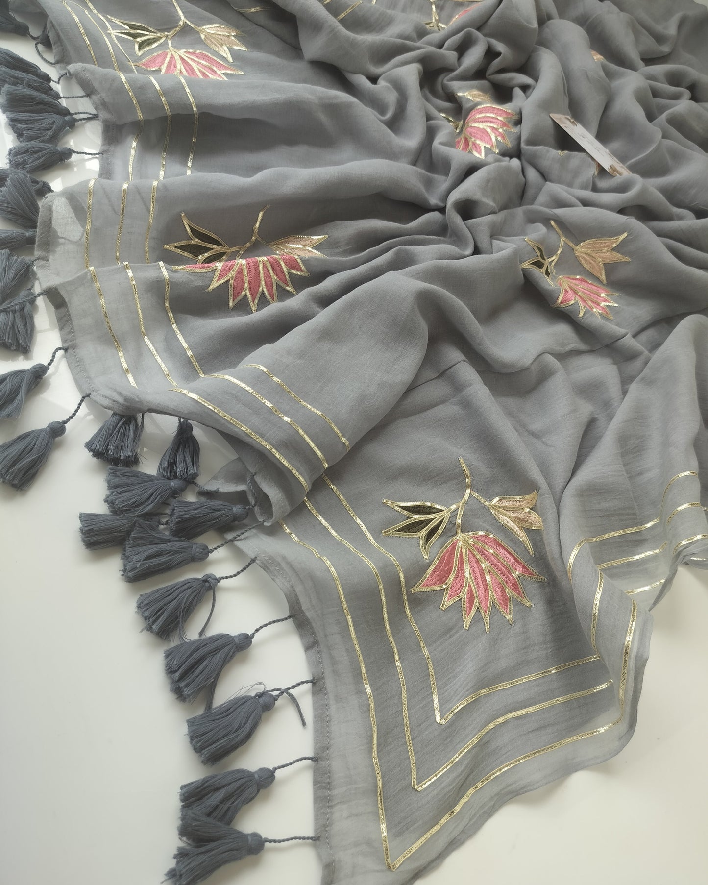 Festive Saree - Designer Lotus Grey