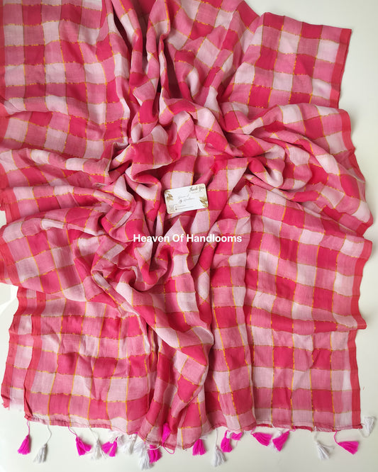 Festive Saree - Chess Pink