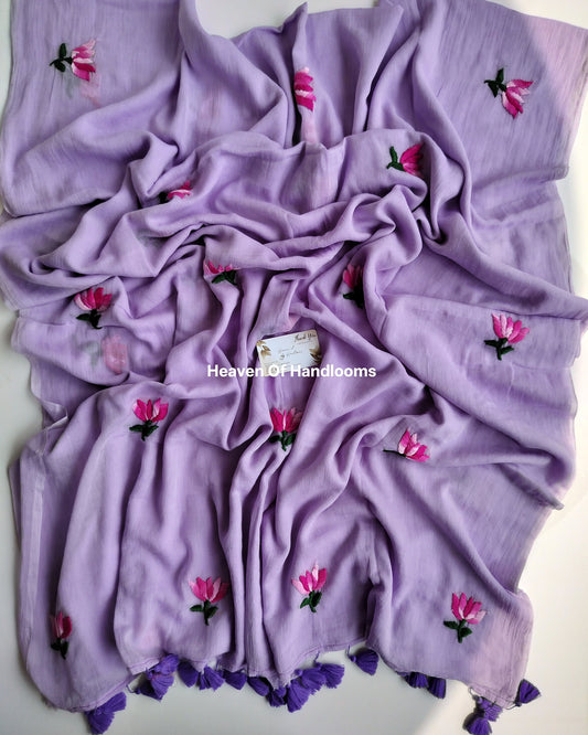 Premium Hand Stitch - Pale Purple Lotus