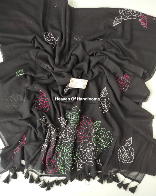 Premium Hand Stitch - Black Kantha