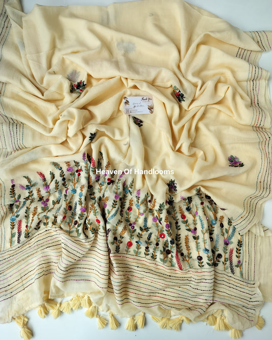 Premium Hand Stitch - Cream Garden