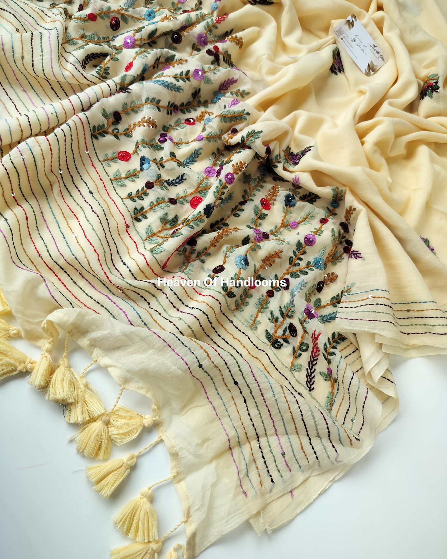 Premium Hand Stitch - Cream Garden