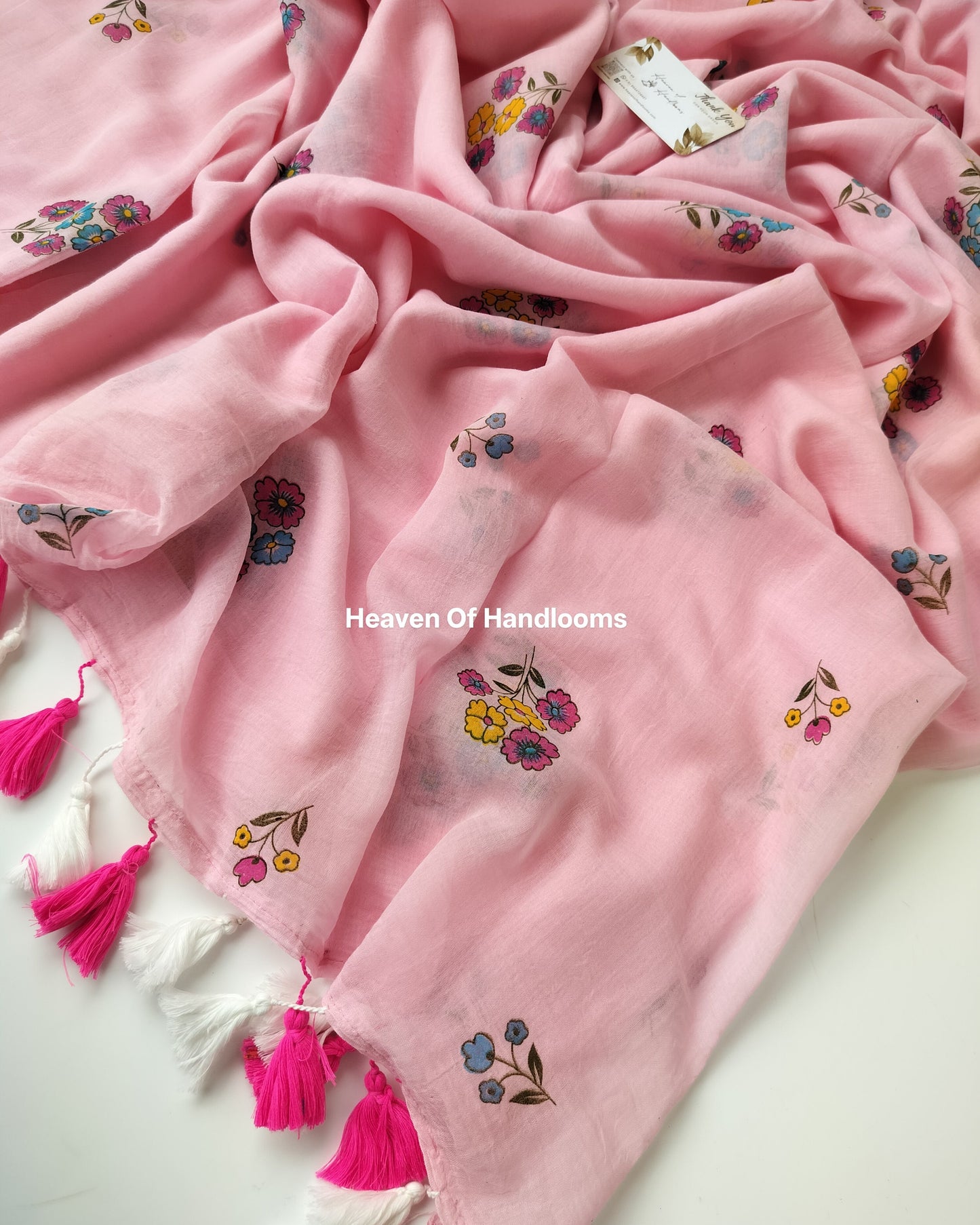 Printed Saree - Pink Flower