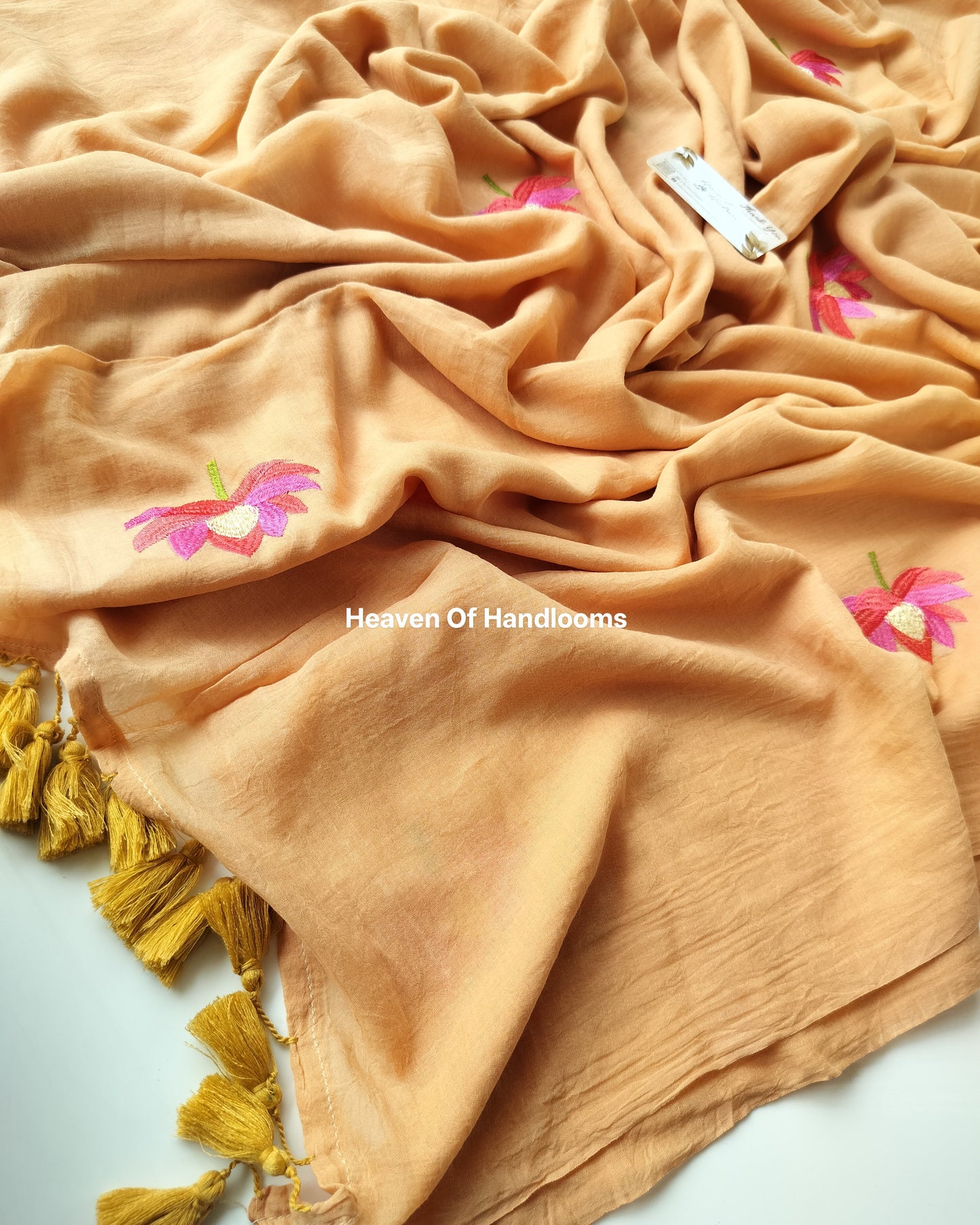 Embroidery Saree - Hazelnut Lotus