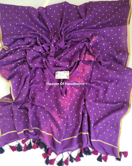 Printed Saree - Royal Purple
